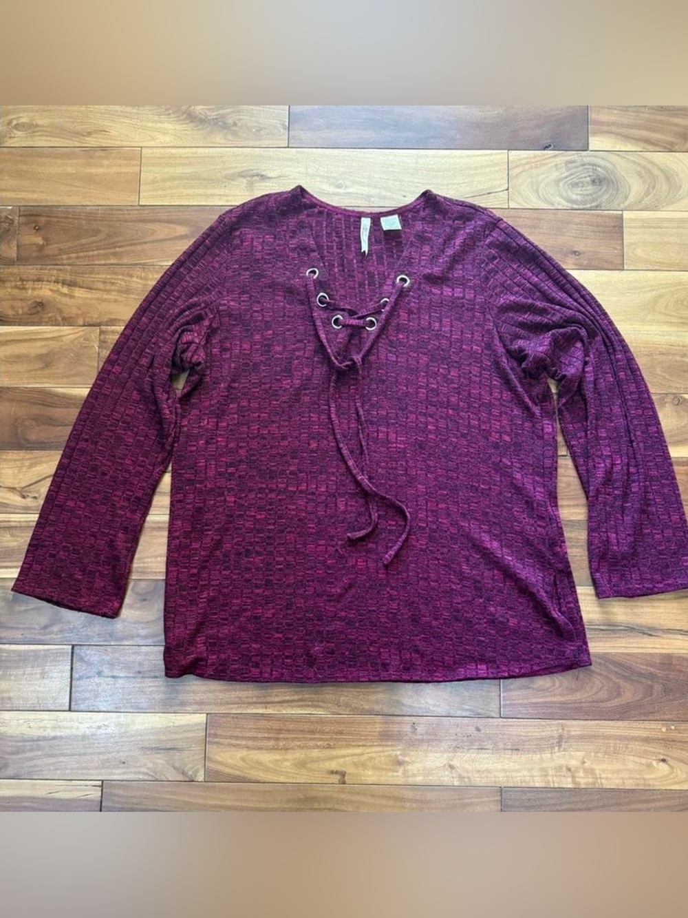 Women's Chenault Lace-Up Burgundy Knit Top